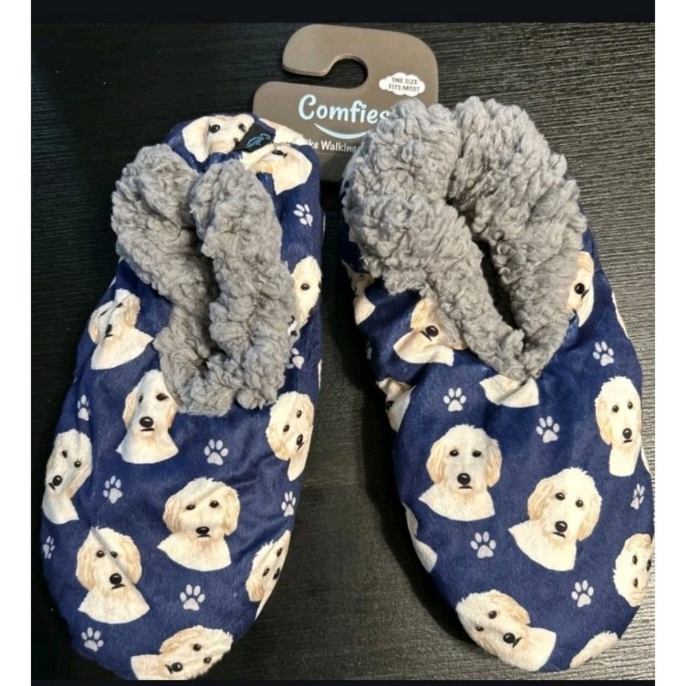 Comfies Goldendoodle Dog Slippers One Size Fits Most Sherpa Lined‎ New
